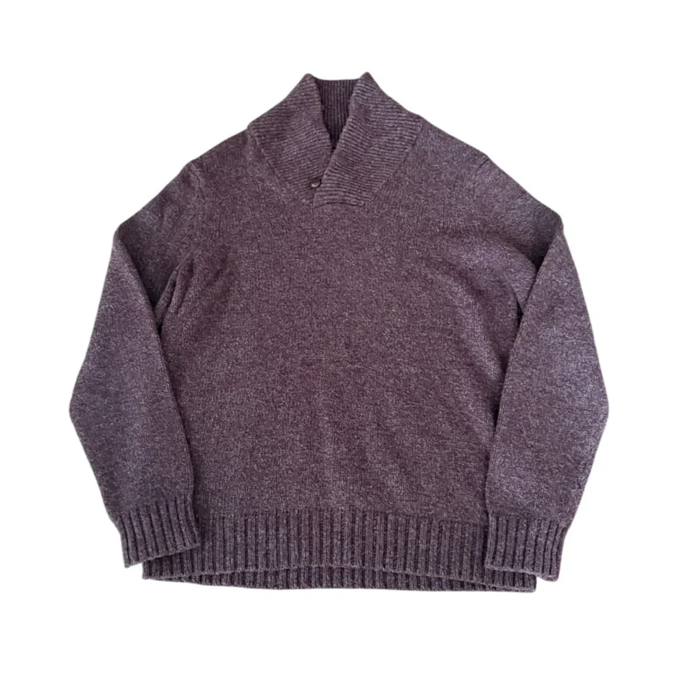 Banana Republic Men's Shawl Collar Sweater Plum Heather Cotton Blend Size Large